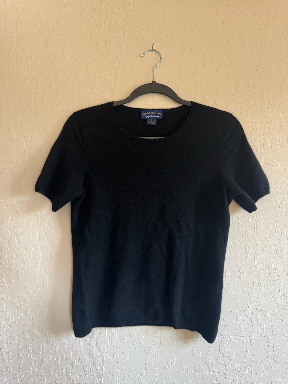 Charter Club Black 100% Cashmere Crewneck Sweater